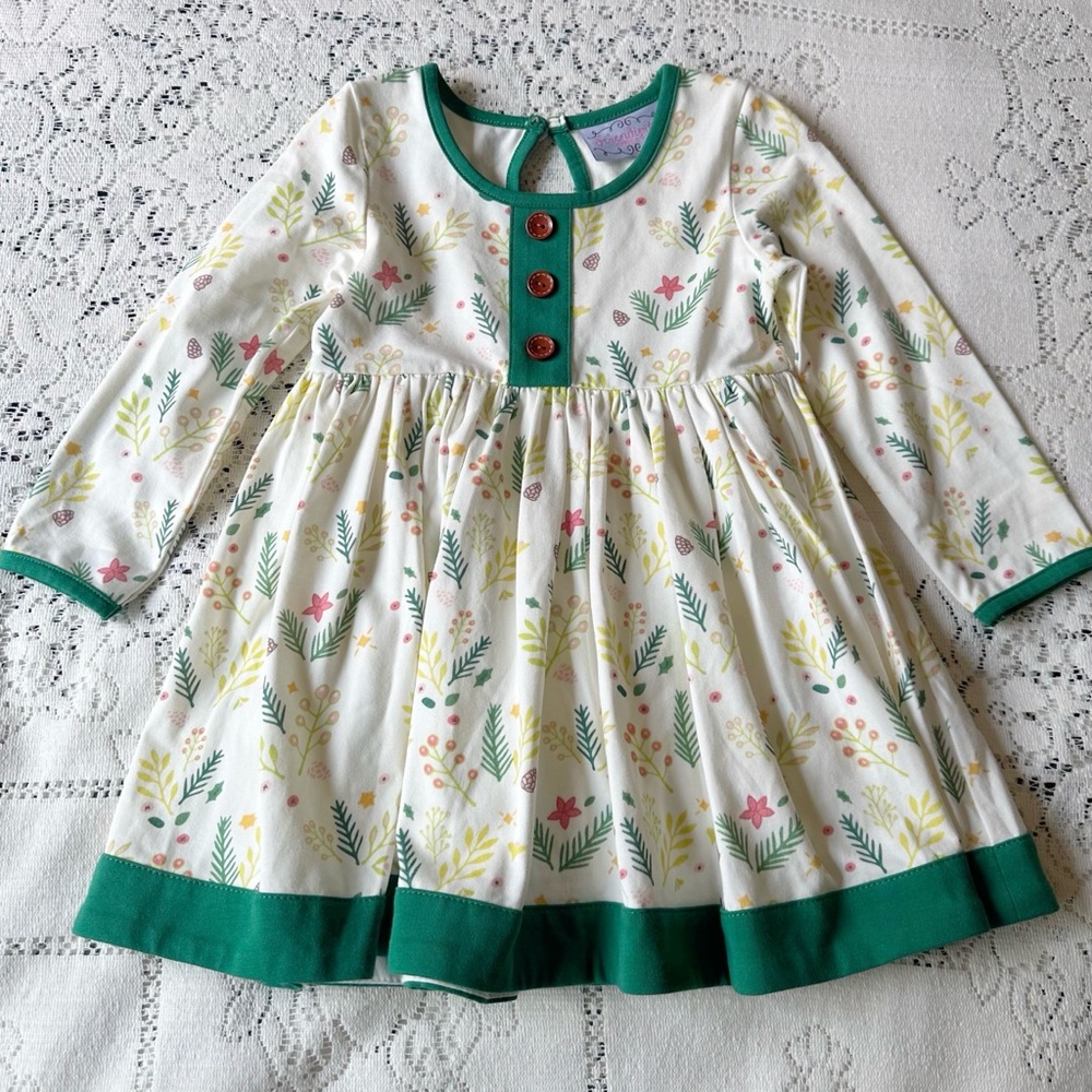 Serendipity Clothing Toddler Girls Button Detail Long Sleeve Dress - Holiday